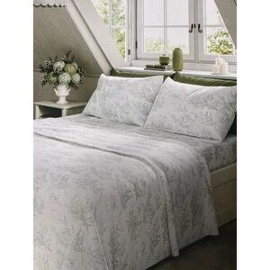 Cabbages & Roses King Size DUVET SET Country Toile Sage Green NWT